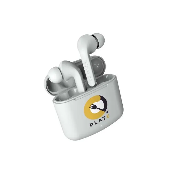 Fresh 'n Rebel Twins Fuse  Dual Master (left and right earbud can be used individually) Touch control and voice assistant Battery life of 30 hours 3 sizes of soft in-ear plugs Personalisation with a print in full colour and a sleeve