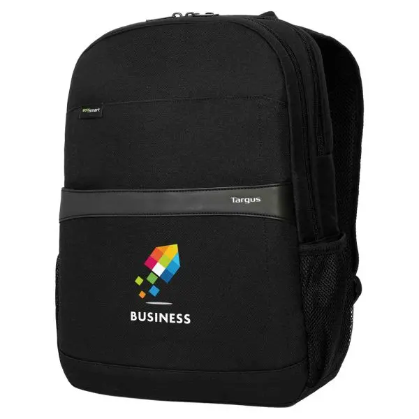 Targus GeoLite Eco Advanced Backpack 14″-16″ Black  Ample storage space with various (zip) pockets Designed for a 15-16 inch laptop Interior made using recycled materials Exterior made with water-resistant material  Personalise with a Thermal print in full colour