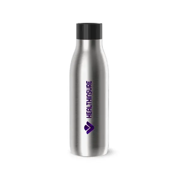 Tefal Bluspin 0.7L Silver  Easy To Twist cap 100% leak-proof Fully protected drinking area, 360° drinking Made from single-wall 18/10 stainless steel  Personalise with a print in full colour, engraving and doming