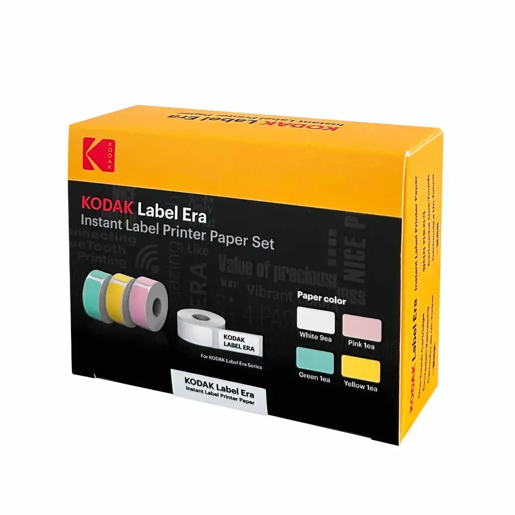 Kodak Label Sticker Pack 12 pcs  Label Stickers for the Era Instant Label Printer Yellow Contains 12 rolls of label stickers (9 white rolls, 1 green roll, 1 pink roll, and 1 yellow roll) 180 labels per roll