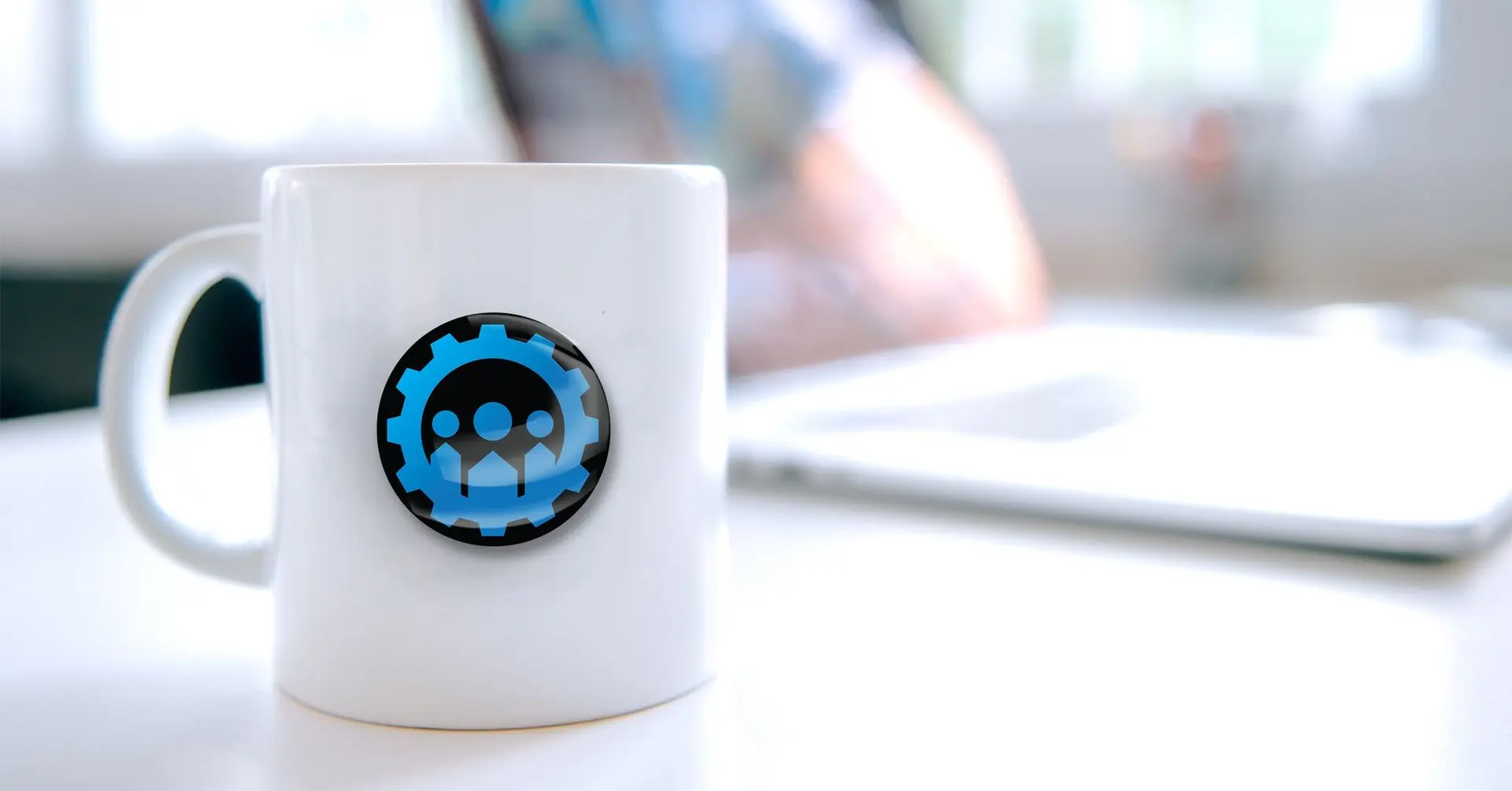 Doming sticker on mug