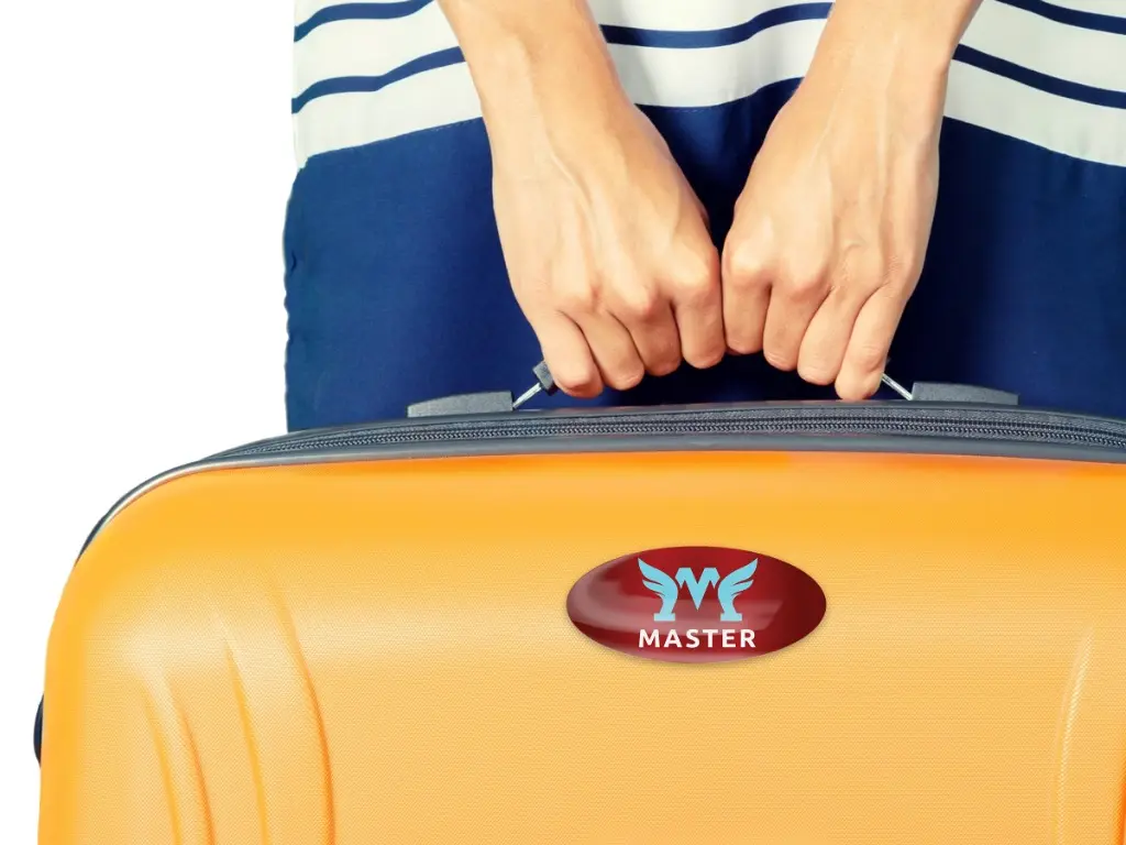 Doming sticker on suitcase