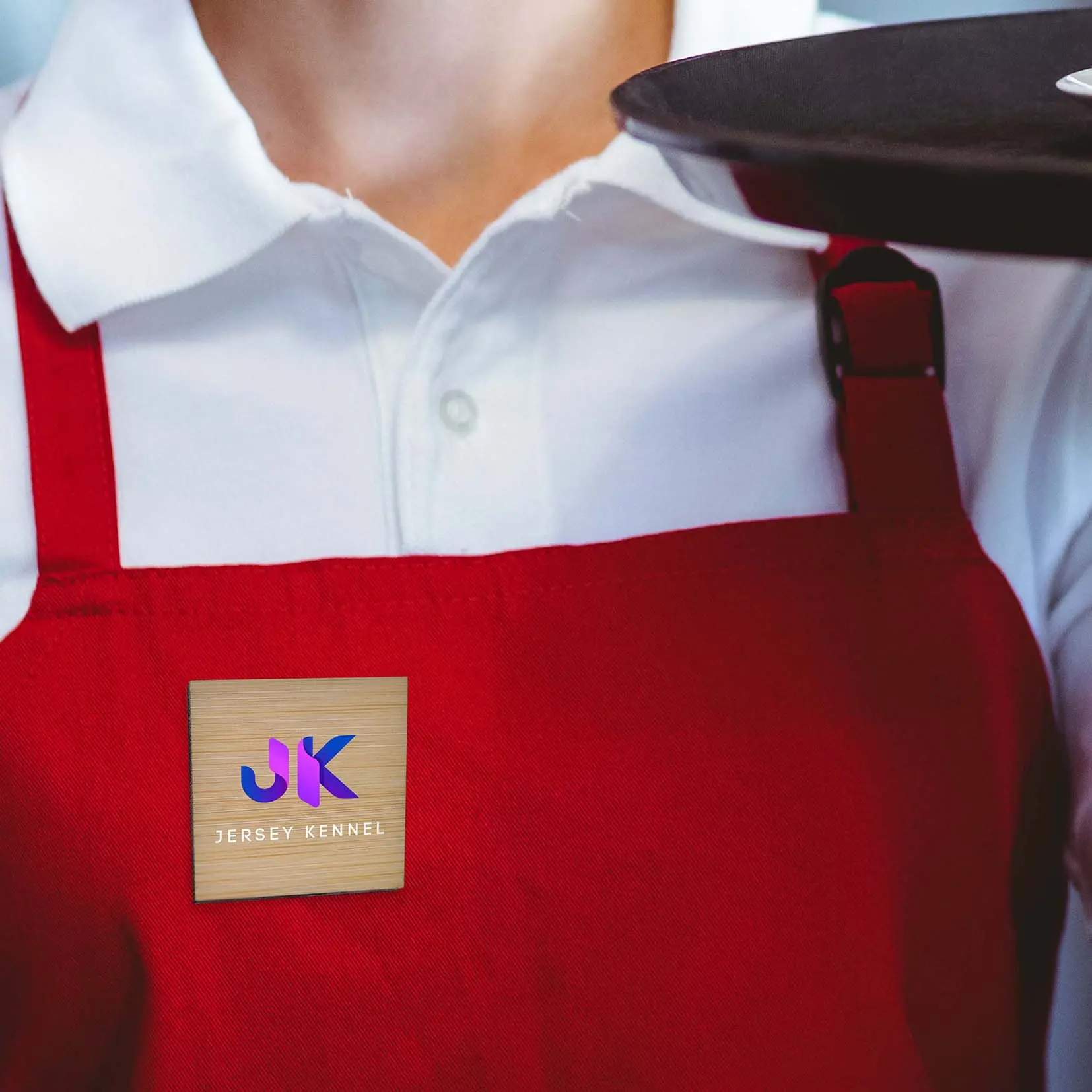 Waiter with eco badge