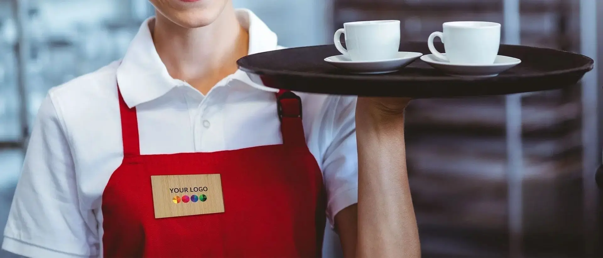 Waiter with eco badge