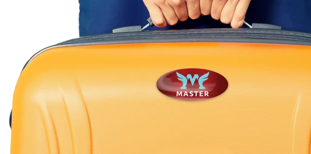 Doming sticker on suitcase