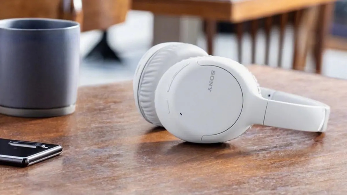 Sony over-ear headphones on table